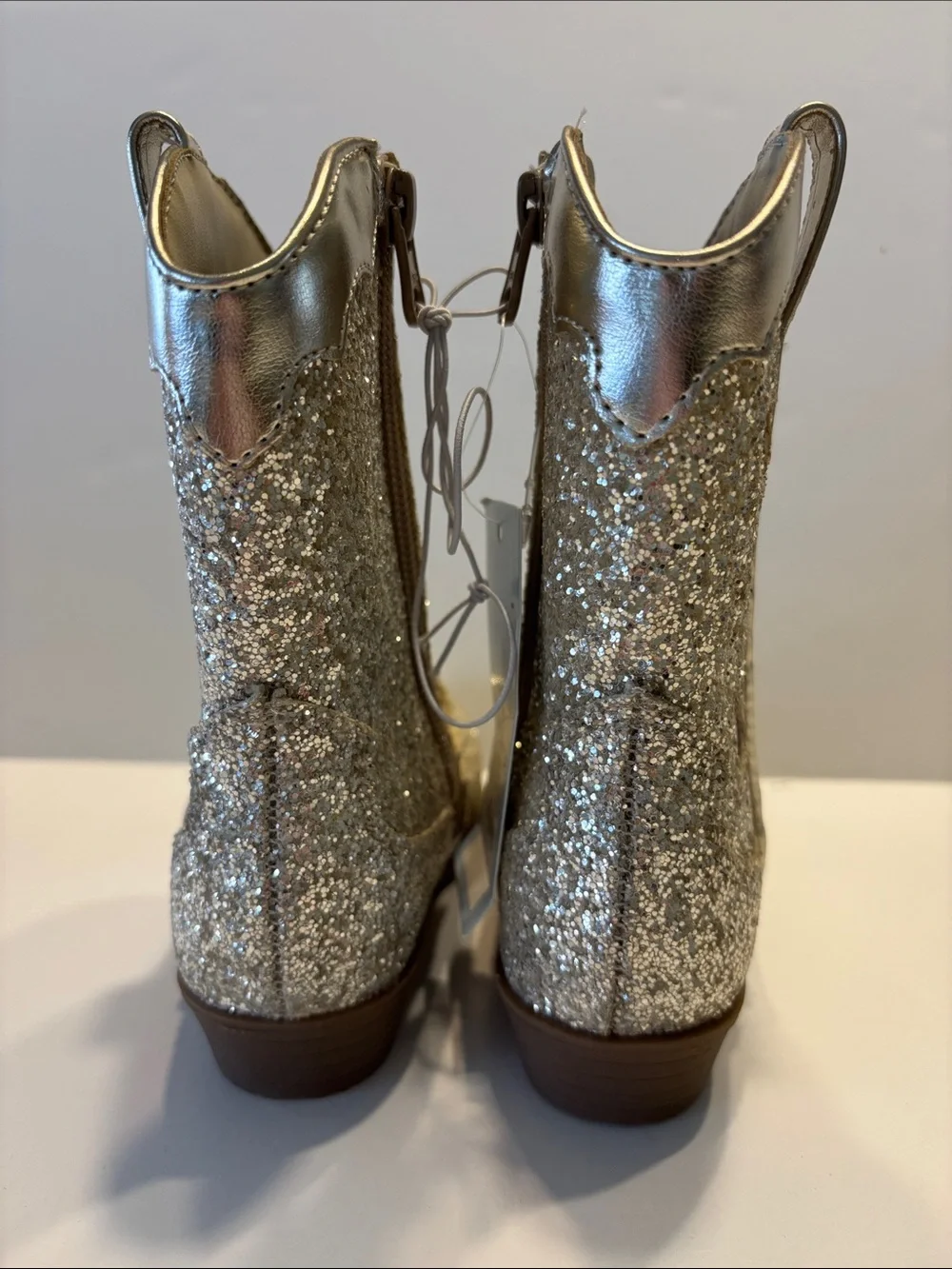 Cat & Jack Toddler Gold Glitter Dallas Cowboy Boot with Pink Accents